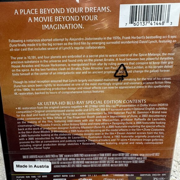 Dune 4K UHD Blu-ray Arrow Video 1984 David Lynch Film NEW  Sealed !! - Picture 8 of 8